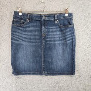 L.L.Bean Favorite Fit Denim Skirt Womens 12 Petite (Measure W34)‎ Medium Wash